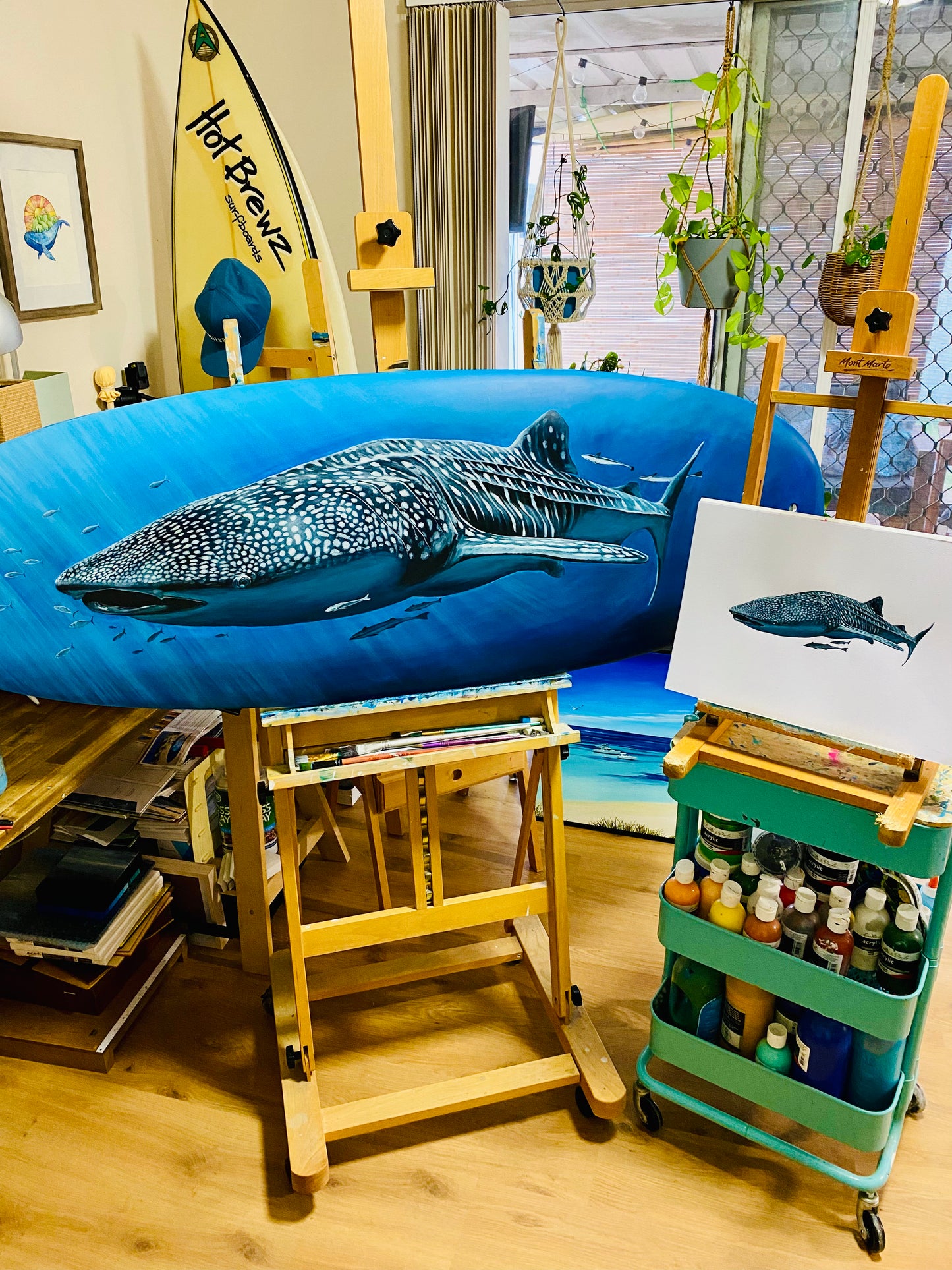 "Willow the Whale Shark" - Framed original acrylic painting on A3 paper