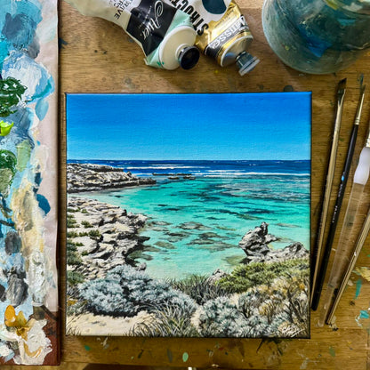 "Little Salmon Bay" original acrylic painting on canvas (200 x 200mm)