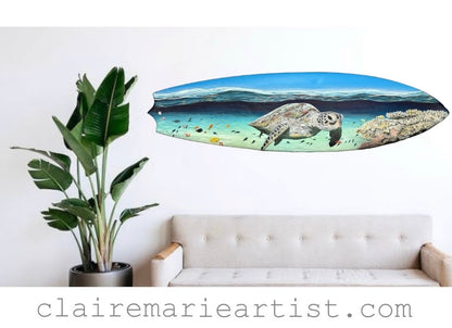 "Emmie the Sea Turtle" - Hand-Painted Surfboard