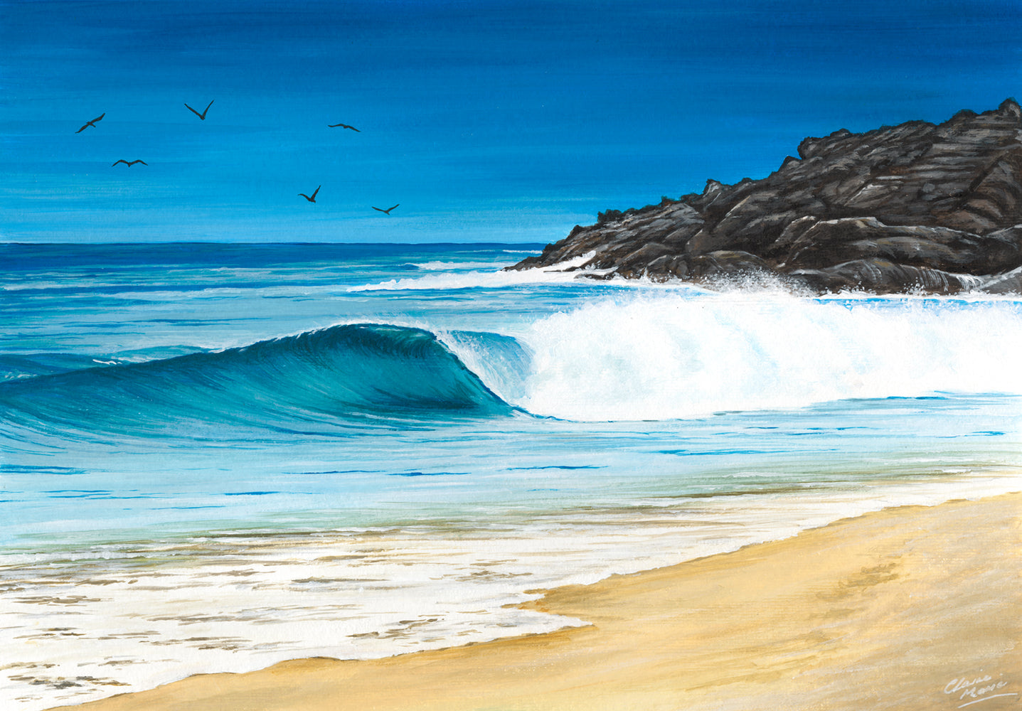 "South West nirvana" - original acrylic painting on A3 paper, FRAMED
