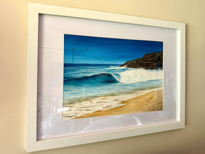 "South West nirvana" - original acrylic painting on A3 paper, FRAMED