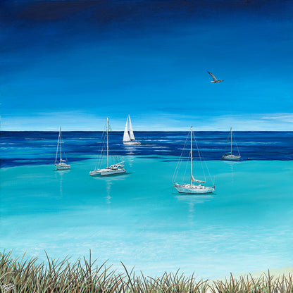 "Tranquility - Longreach Bay" - triptych of original acrylic paintings on 45 x 45 cm canvases